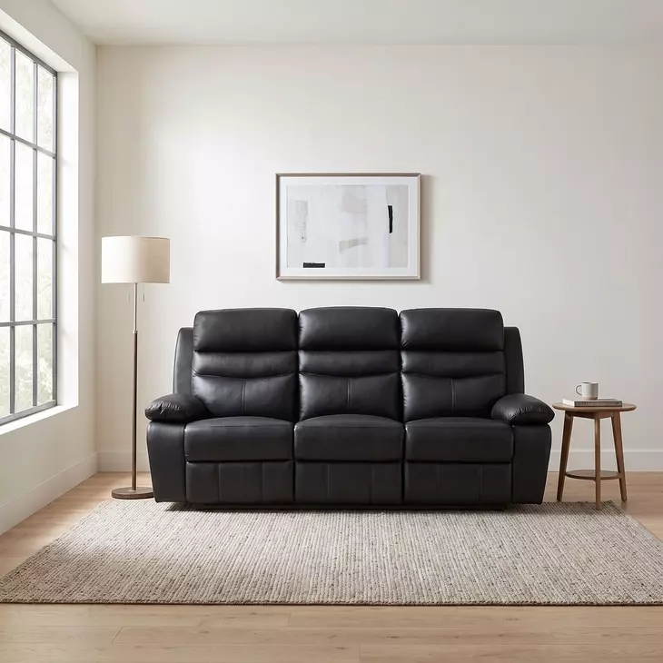 Hancock Black Double 87" Reclining Sofa