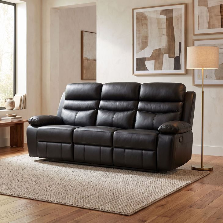 Hancock Black Double Reclining Sofa