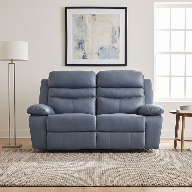 Hancock Blue Double Power Reclining Loveseat