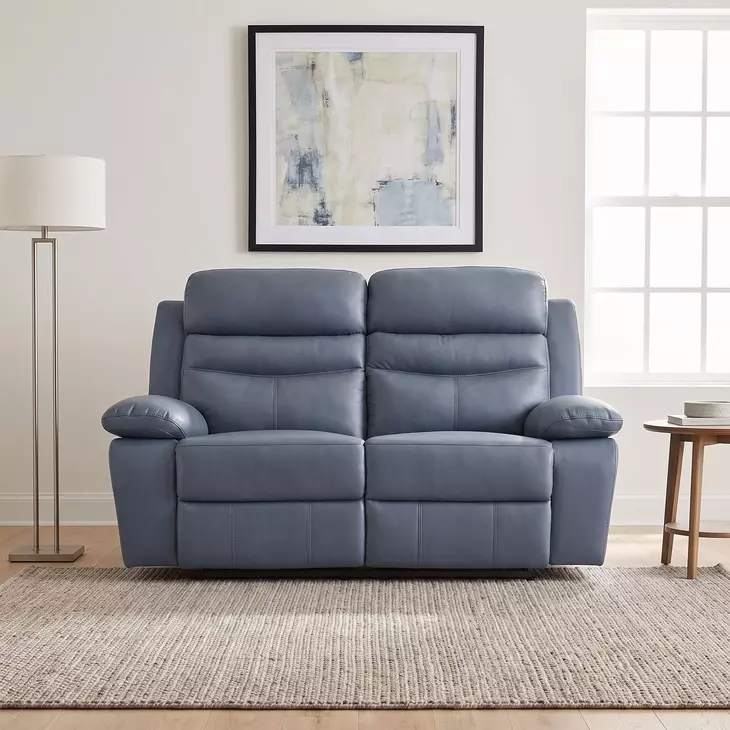 Hancock Blue Double 64" Power Reclining Loveseat