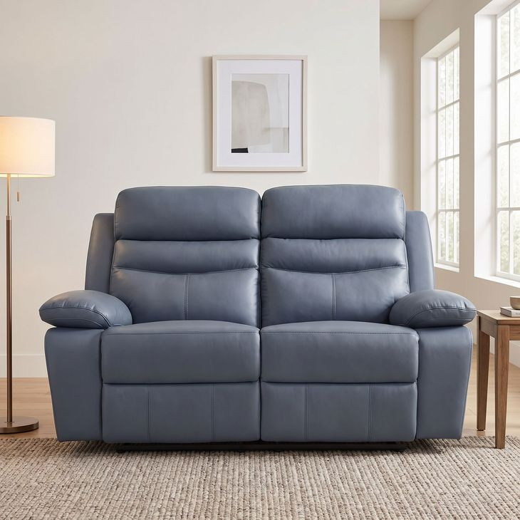 Hancock Blue Double Reclining Loveseat