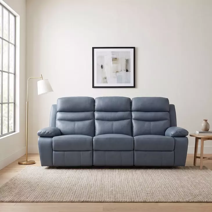 Hancock Blue Double 87" Reclining Sofa