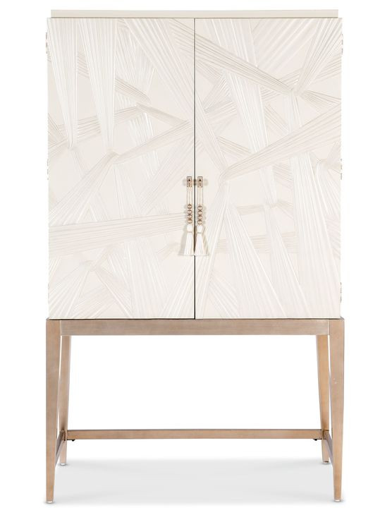 Mosaic Cream and Champagne Dream Weaver 2 Door Bar Cabinet with LED