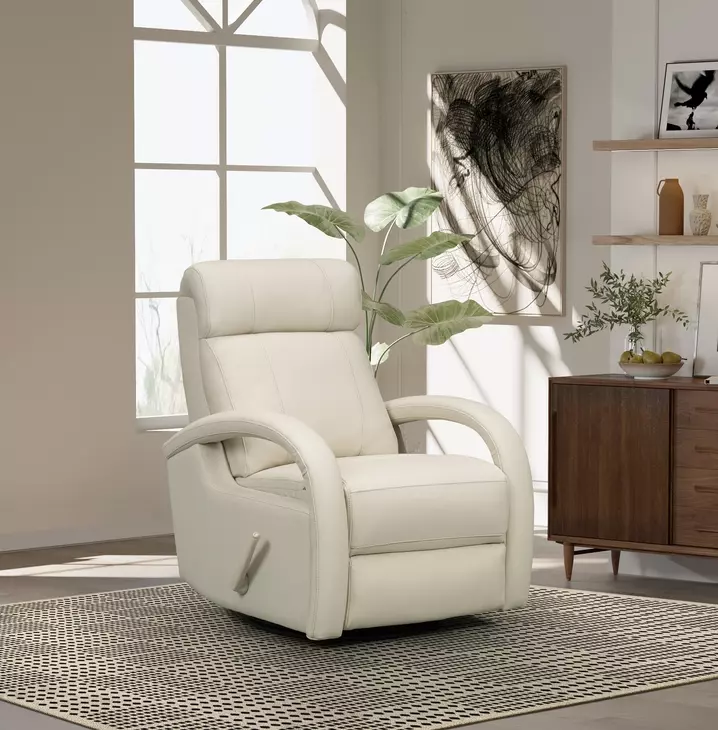 Harlee Troy Cream Leather Swivel Glider Recliner
