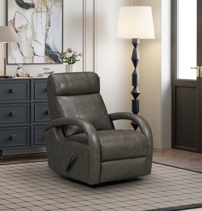 Harlee Ryegate Gray Leather Swivel Glider Recliner