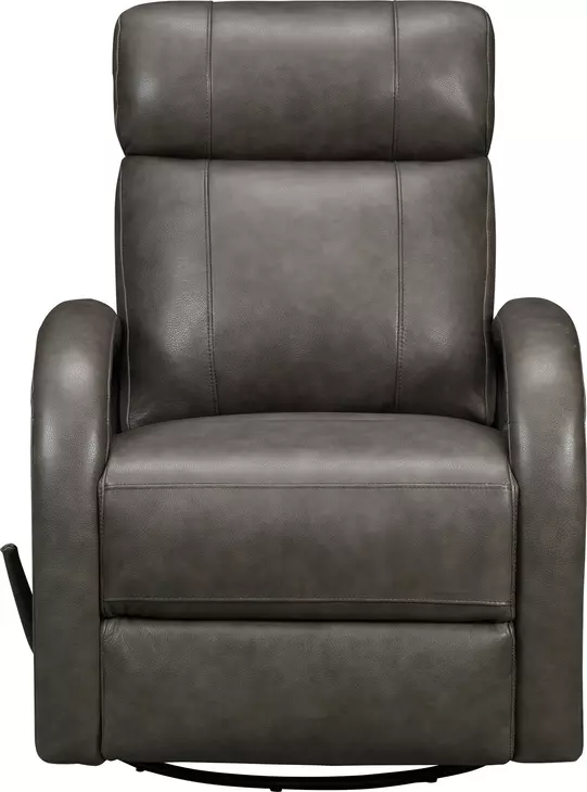 Harlee Ryegate Gray Leather Swivel Glider Recliner