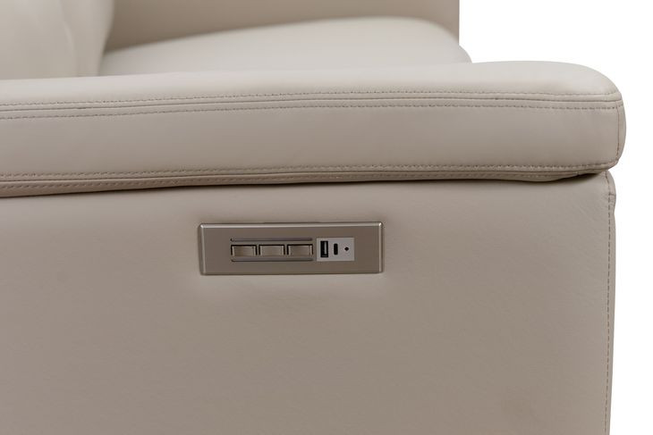 Harper Berlin Cream Leather 64" Power Reclining Loveseat with Power Lumbar and USB Charging