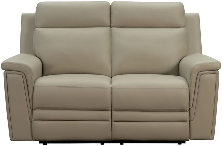 Harper Berlin Taupe Leather 64" Power Reclining Loveseat with Power Lumbar and USB Charging