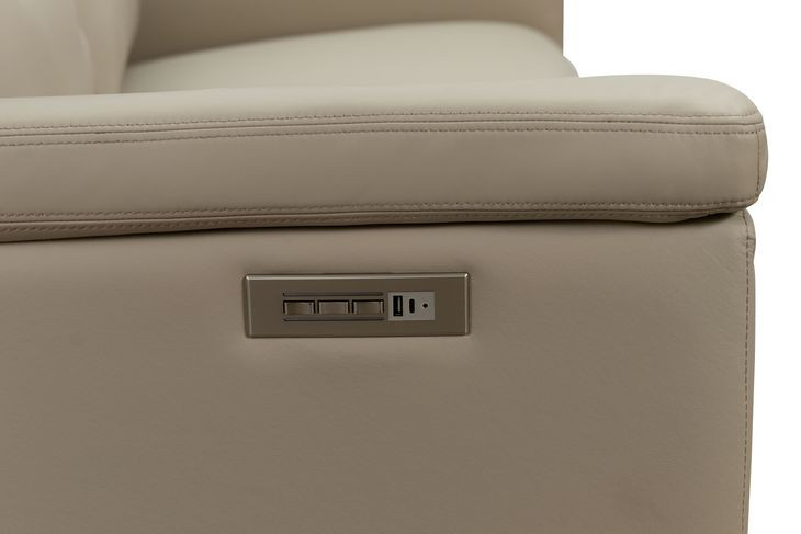 Harper Berlin Taupe Leather 64" Power Reclining Loveseat with Power Lumbar and USB Charging