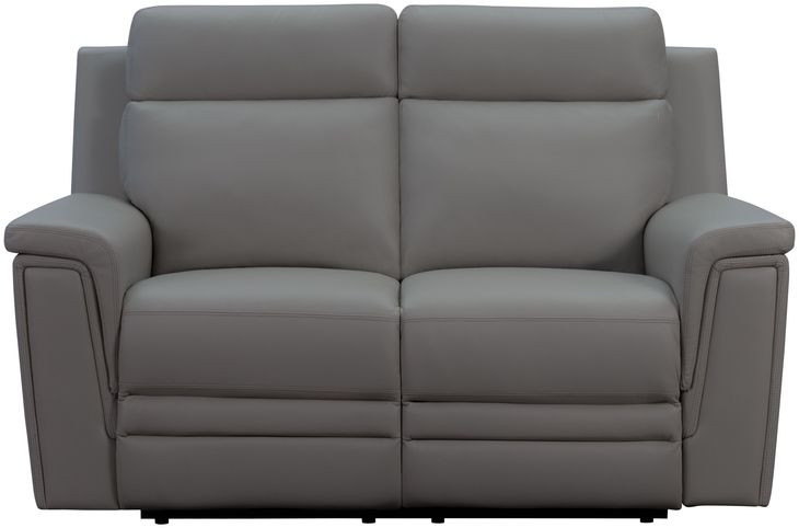 Harper Berlin Cement Leather 64" Power Reclining Loveseat with Power Lumbar and USB Charging