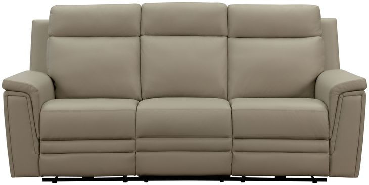 Harper Berlin Taupe Leather 85" Power Reclining Sofa with Power Lumbar and USB Charging