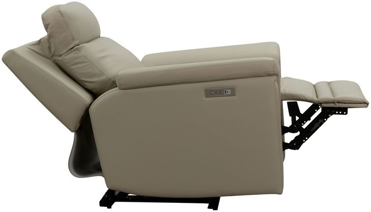 Harper Berlin Taupe Leather Power Recliner with Power Lumbar and USB Charging
