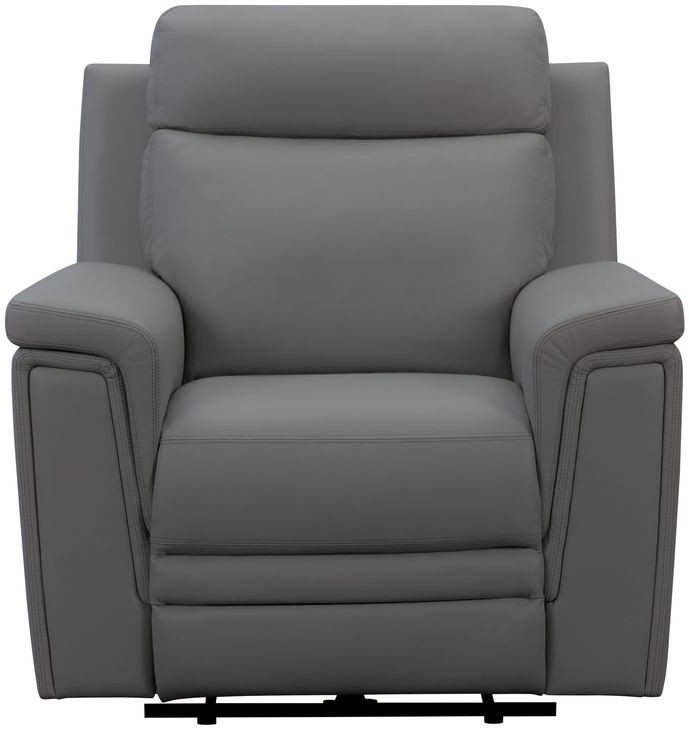 Harper Berlin Cement Leather Power Recliner with Power Lumbar and USB Charging