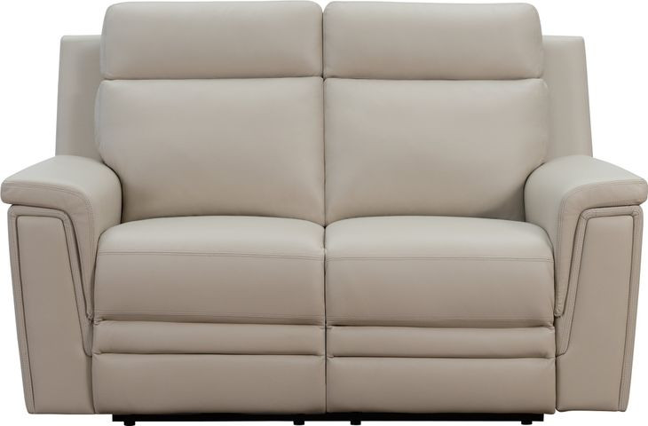 Harper Berlin Cream Leather 64" Power Reclining Loveseat with Power Lumbar and USB Charging