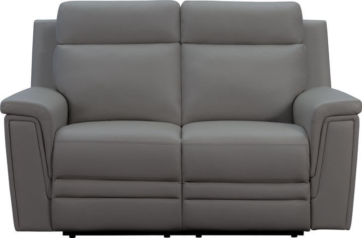 Harper Berlin Cement Leather 64" Power Reclining Loveseat with Power Lumbar and USB Charging