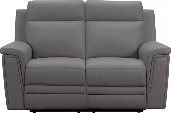 Harper Berlin Cement Leather 64" Power Reclining Loveseat with Power Lumbar and USB Charging