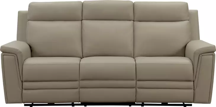 Harper Berlin Taupe Leather 85" Power Reclining Sofa with Power Lumbar and USB Charging