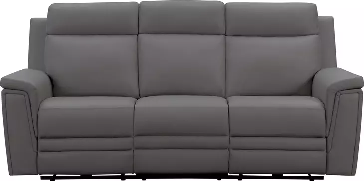 Harper Berlin Cement Leather 85" Power Reclining Sofa with Power Lumbar and USB Charging