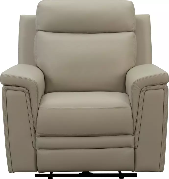 Harper Berlin Taupe Leather Power Recliner with Power Lumbar and USB Charging