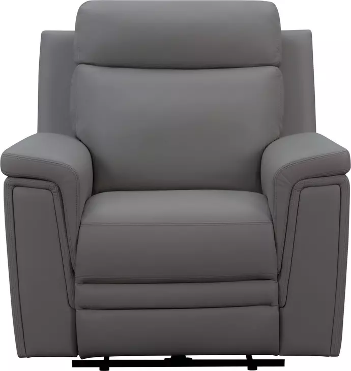 Harper Berlin Cement Leather Power Recliner with Power Lumbar and USB Charging