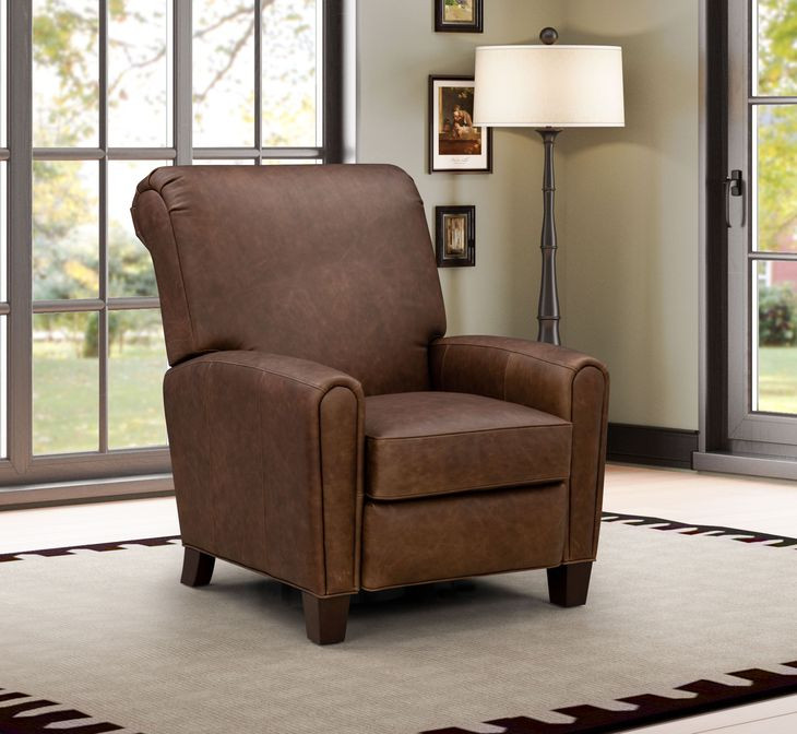 Harrington Clifton Chocolate Leather Push Thru The Arms Recliner