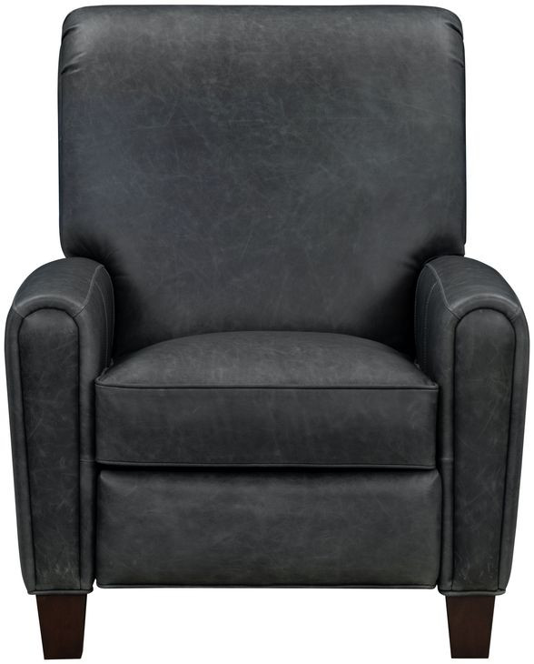 Harrington Clifton Gray Leather Push Thru The Arms Recliner
