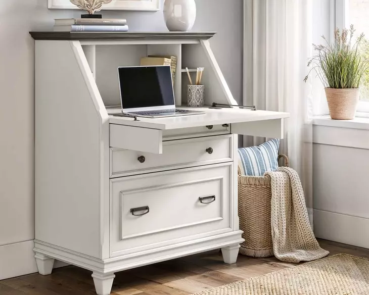 Hartford White Drop-Lid Secretary Desk