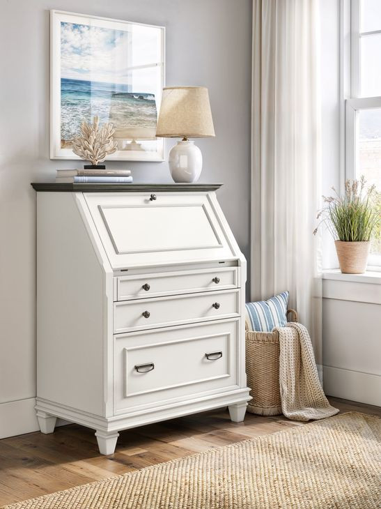 Hartford White Drop-Lid Secretary Desk