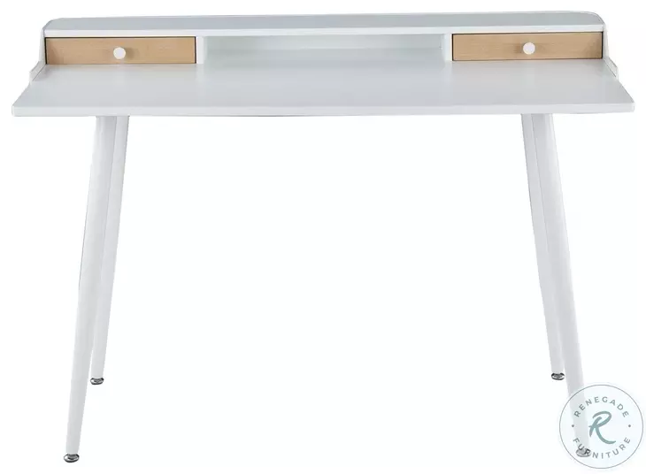 Harvey White And Natural Wood Desk