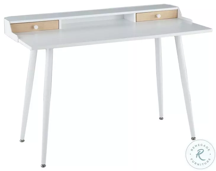 Harvey White And Natural Wood Desk