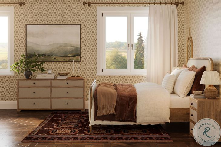 Hatia Natural Beige Basketweave Panel Bedroom Set