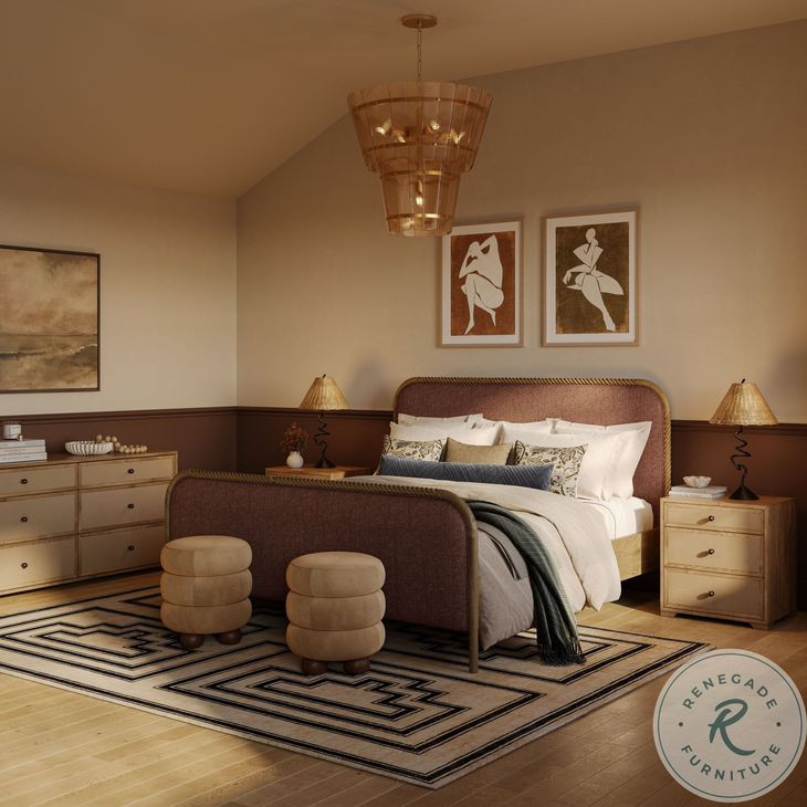 Hatia Sienna Red Basketweave Panel Bedroom Set