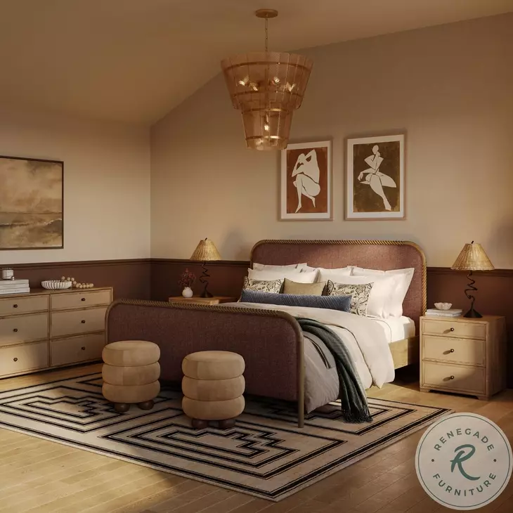 Hatia Sienna Red Basketweave Panel Bedroom Set