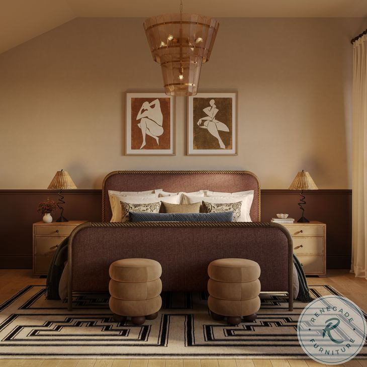 Hatia Sienna Red Basketweave Queen Panel Bed