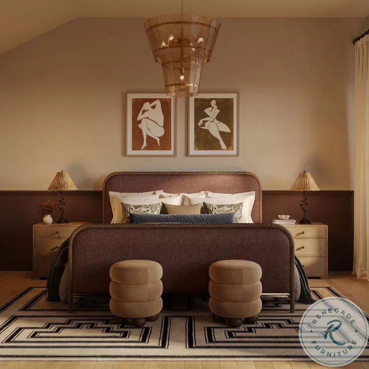 Hatia Sienna Red Basketweave Panel Bedroom Set