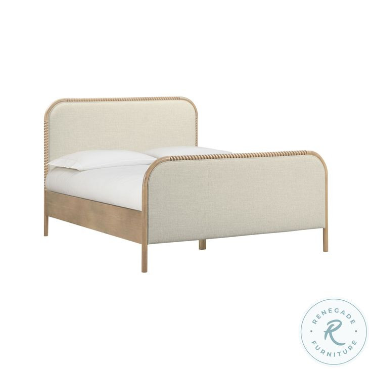 Hatia Natural Beige Basketweave Queen Panel Bed 