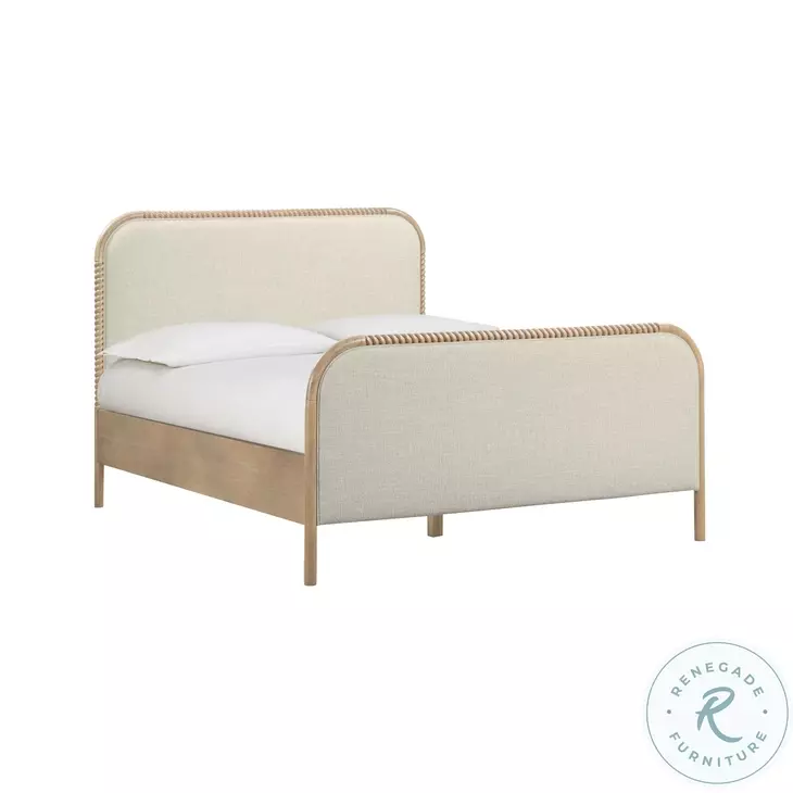 Hatia Natural Beige Basketweave Queen Panel Bed