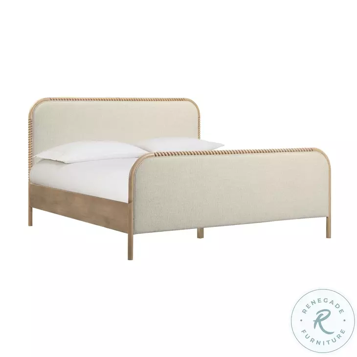 Hatia Natural Beige Basketweave King Panel Bed
