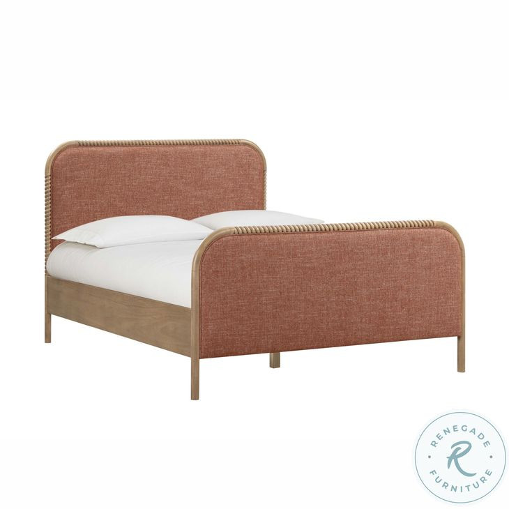 Hatia Sienna Red Basketweave Queen Panel Bed