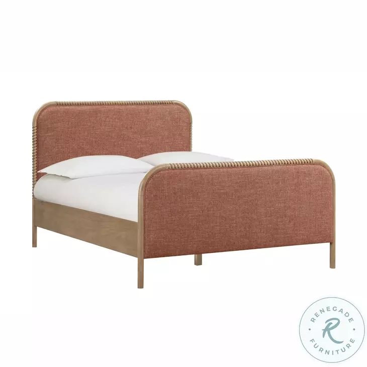Hatia Sienna Red Basketweave Queen Panel Bed