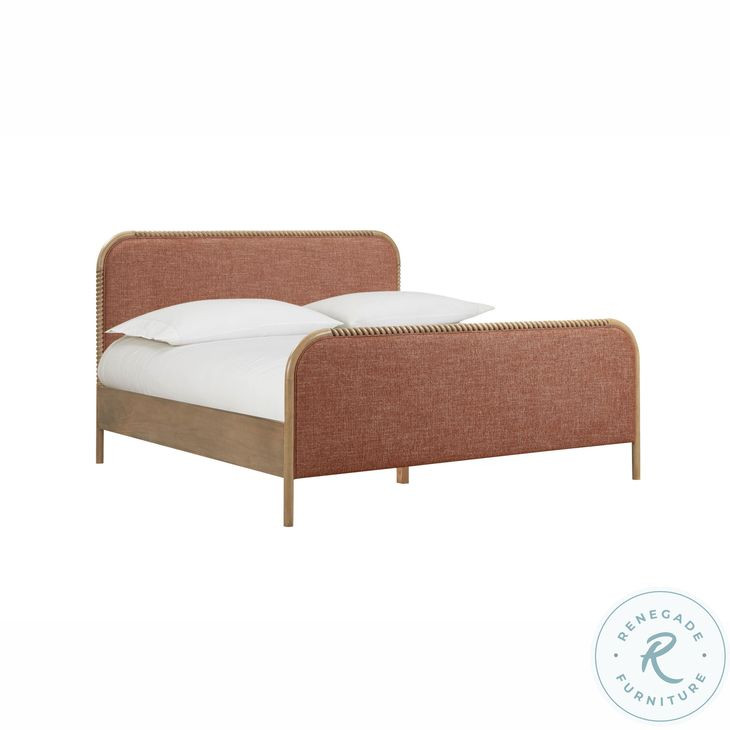 Hatia Sienna Red Basketweave King Panel Bed