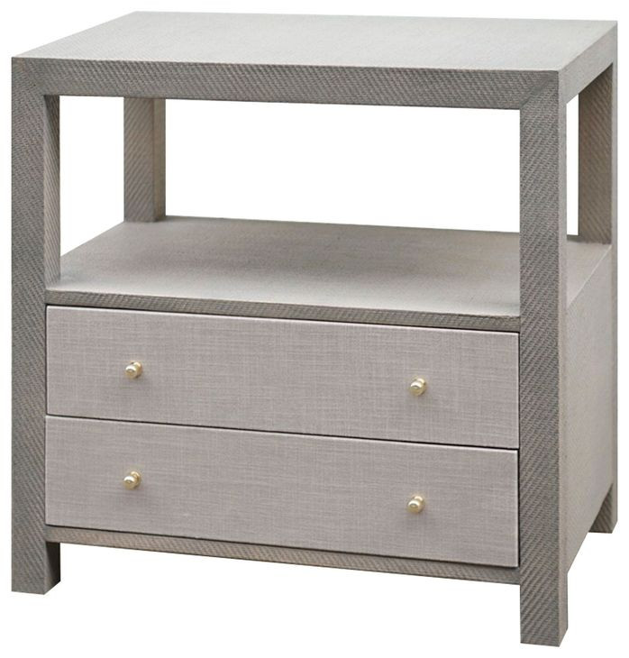 Hattie Grey Grasscloth Drawer Side Table