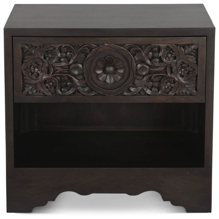 Haveli Vintage Brown 1 Drawer Nightstand