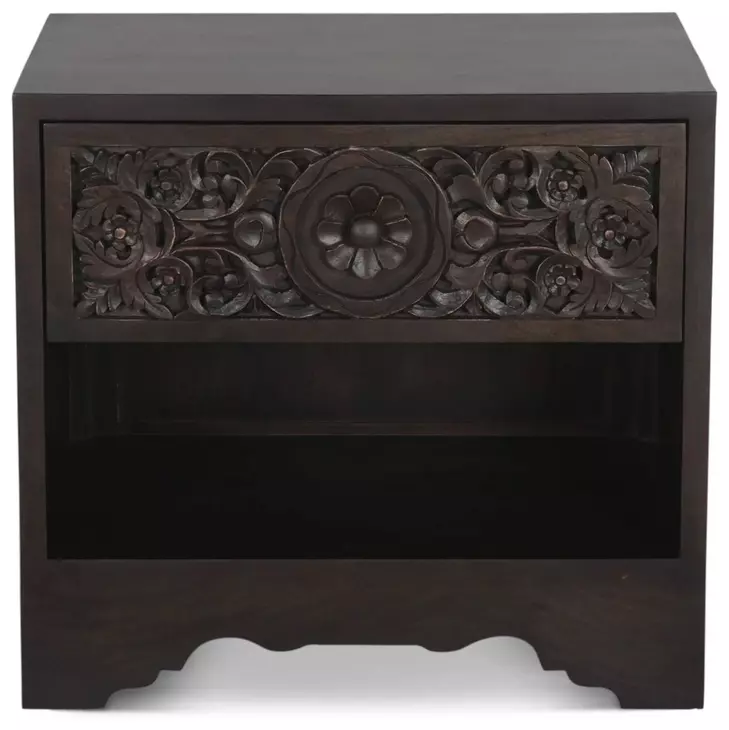 Haveli Vintage Brown 1 Drawer Nightstand