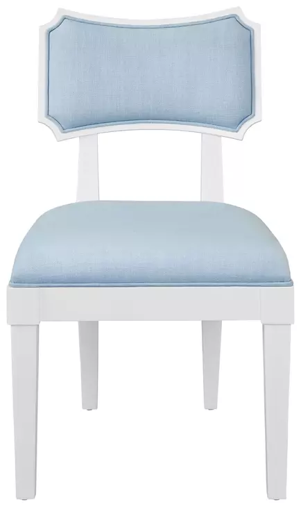 Hayden Light Blue Bow Back Performance Linen Dining Chair