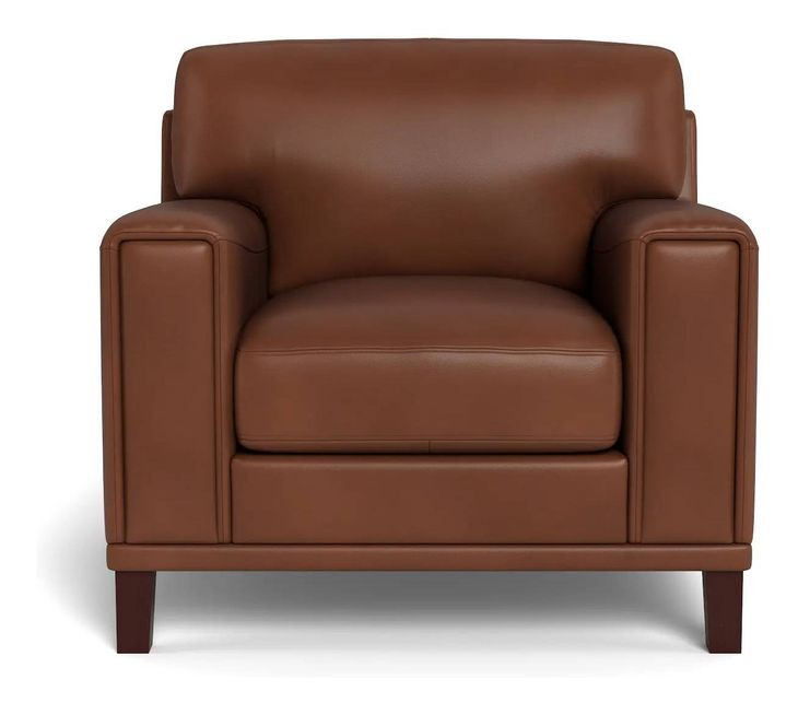 Halwyn Pecan Leather Upholstered Accent Chair