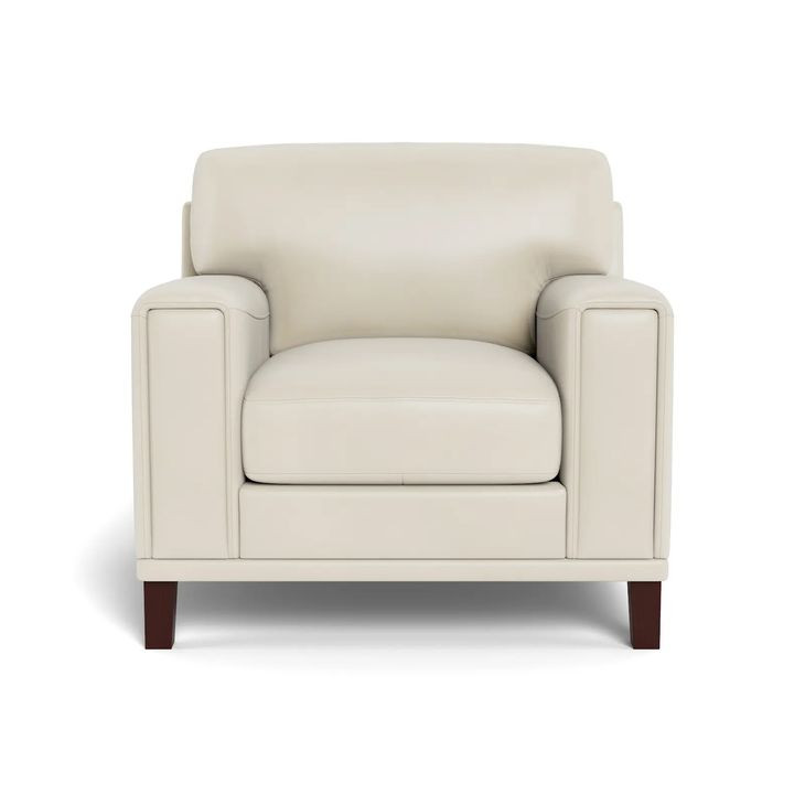 Halwyn Vanilla Leather Upholstered Accent Chair