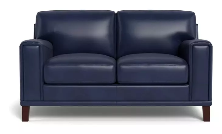 Halwyn Navy Leather 65" Loveseat