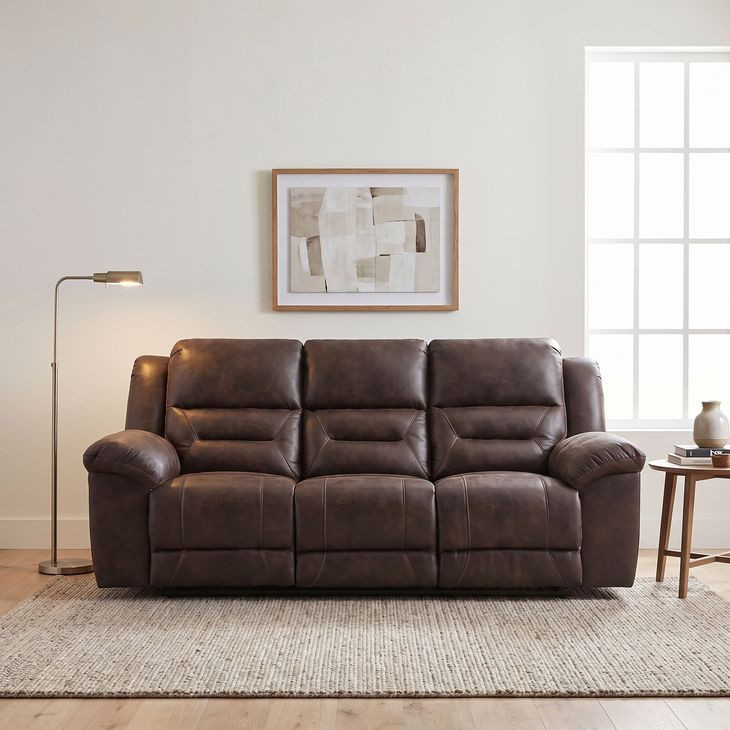 Hazen Dark Brown Double Reclining Sofa