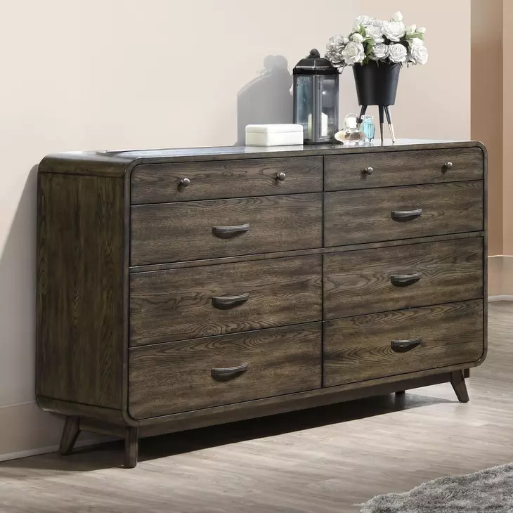Rex Walnut 8 Drawer Dresser